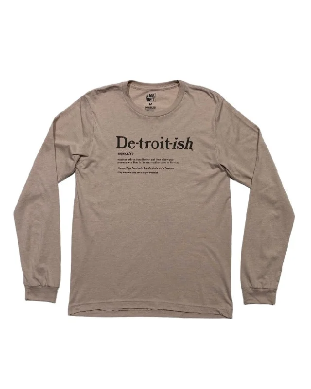 men clothing casual vest-Ink Detroit Detroitish Defined Long Sleeve T-shirt - Heather Gravel Pink