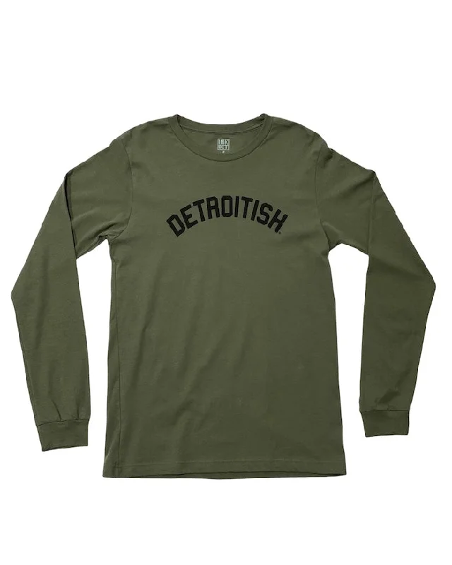 men clothing short pants-Ink Detroit Detroitish Long Sleeve T-shirt - Military Green