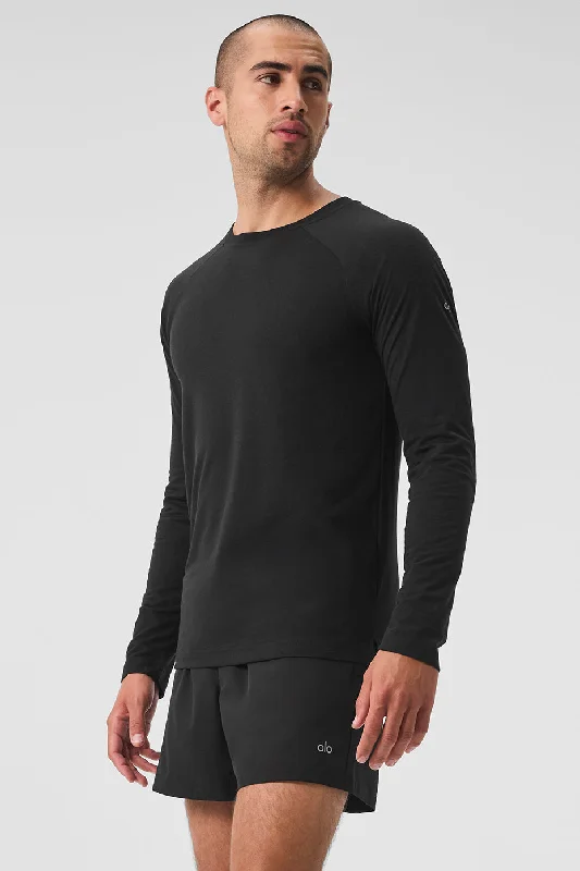 men clothing patterned sweater-Triumph Long Sleeve Tee - Black