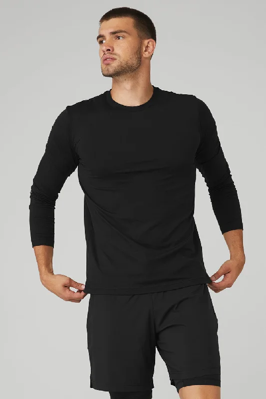 men clothing cotton t-shirt-Conquer Reform Crewneck Long Sleeve - Black