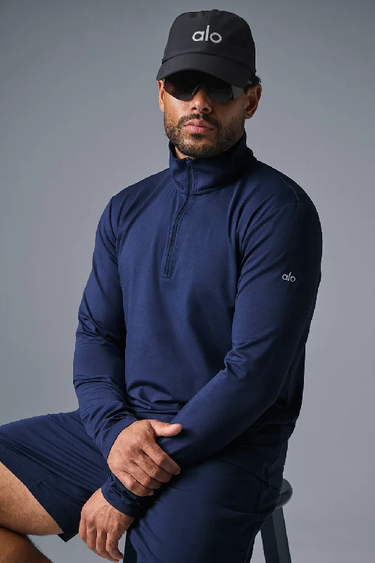 men clothing fleece-lined pants-Conquer 1/4 Zip Reform Long Sleeve - Navy