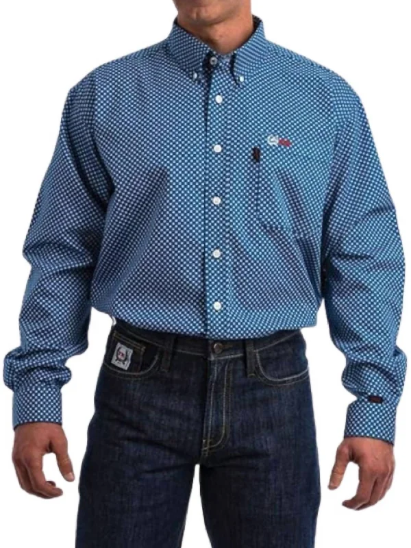 men clothing formal dress shirt-Men's Flame Resistant Work Shirt In Blue