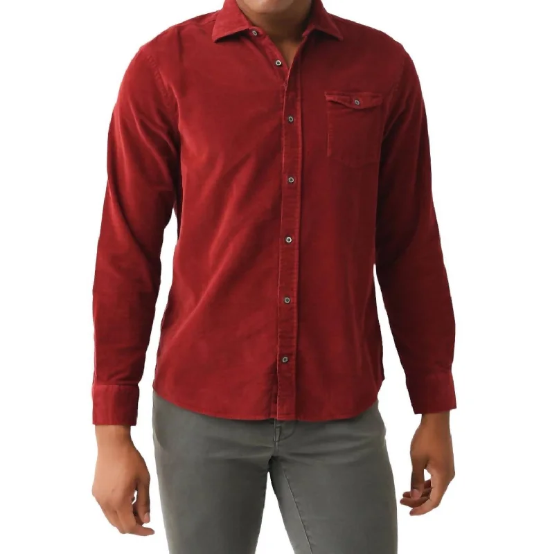 men clothing warm jacket-Men's Kodiak Button Down Shirt In Malibu Red