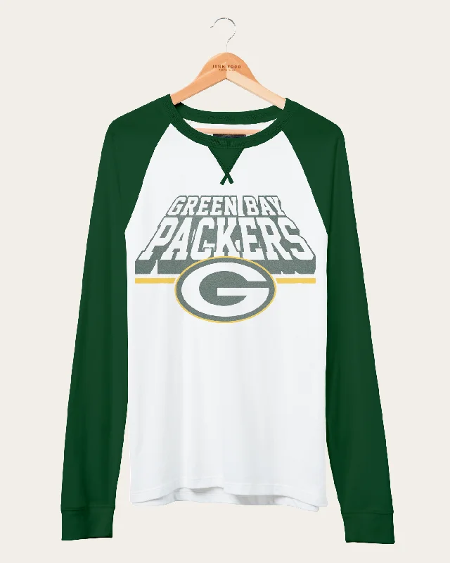 men clothing casual vest-NFL Green Bay Packers Colorblock Long Sleeve Raglan