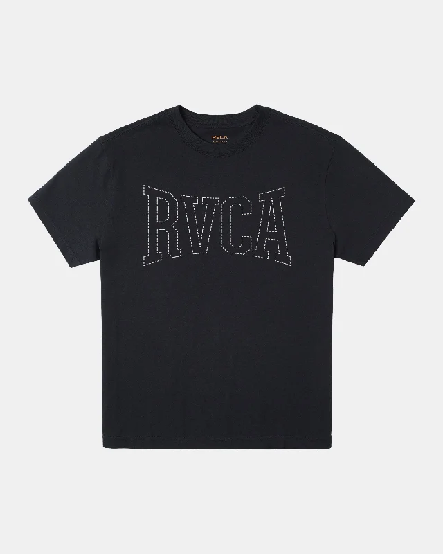 men clothing basic white shirt-Rvca Stitch Short Sleeve Tee - Black