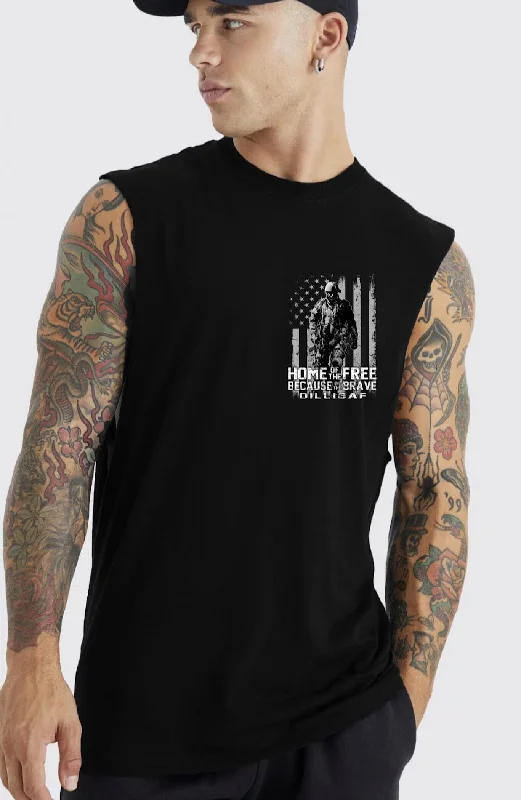 men clothing vintage t-shirt-Simple Home of the Free Muscle Shirt