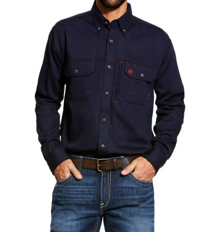 men clothing snow jacket-Solid Vent Work Shirt In Navy