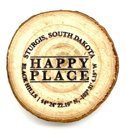 men clothing warm sweater-Sturgis Happy Place Natural Wood Magnet